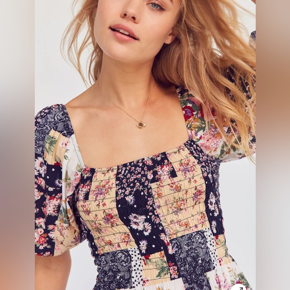 Kimchi Blue Patsy Smocked Patchwork Playsuit - Picture 2 of 7